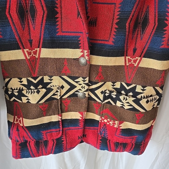 Vintage Seppe Southwestern Navajo Aztec Blanket Style Blazer Jacket Made USA M - Picture 3 of 16